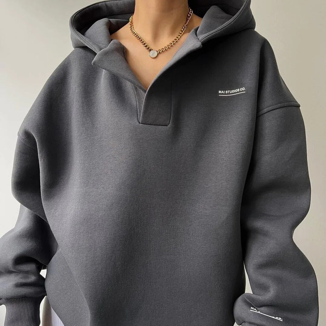 Oversized Hoodie | Warm | V-Hals | Pullover Hoodie | Vrouwen Hoodie-Hallo Susanne