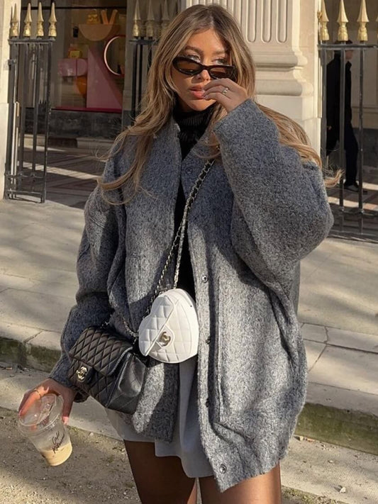 Oversized Jas | Grijs | Herfst | Bomberjas | Damesjas-Hallo Susanne
