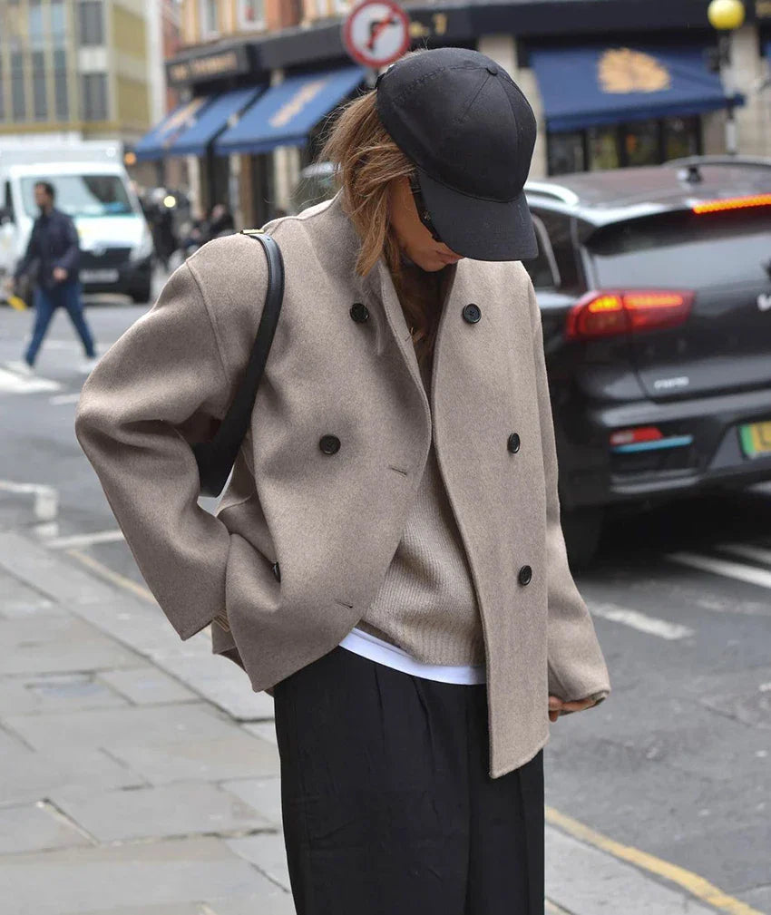 Oversized Jas - Kort - Double Breasted - Wollen Jas - Damesjas-Hallo Susanne