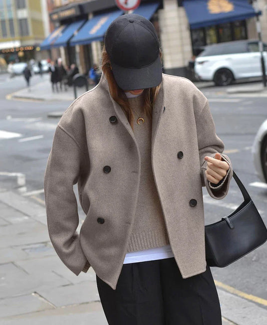 Oversized Jas - Kort - Double Breasted - Wollen Jas - Damesjas-Hallo Susanne