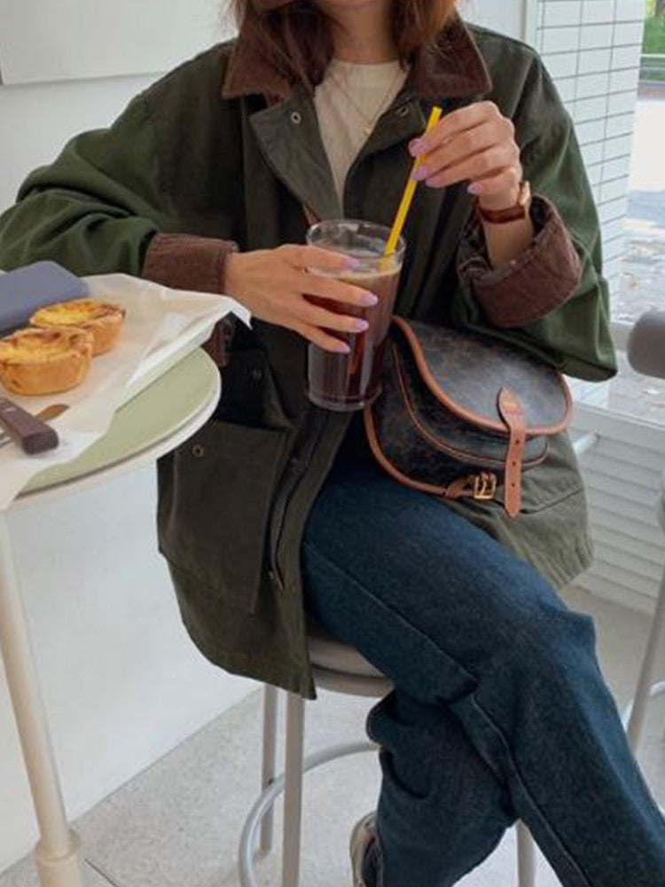 Oversized Jas - Legergroen - Herfst - Parka Jas - Damesjas-Hallo Susanne
