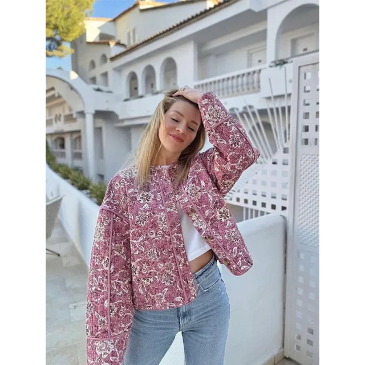 Oversized Jas - Loose Fit Roze Gewatteerde Jas voor dames-Hallo Susanne