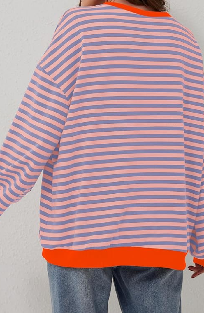 Oversized Sweater - Gestreept oversized shirt met lange mouwen voor dames-Hallo Susanne