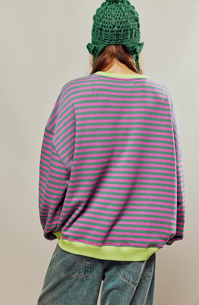 Oversized Sweater - Gestreept oversized shirt met lange mouwen voor dames-Hallo Susanne
