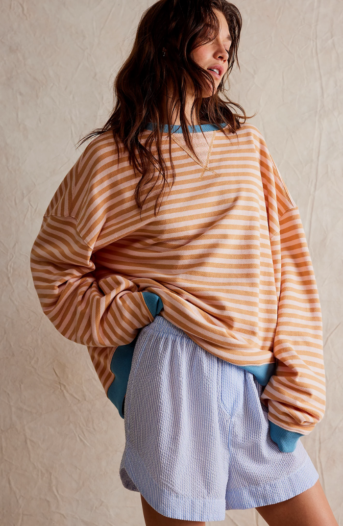 Oversized Sweater - Gestreept oversized shirt met lange mouwen voor dames-Hallo Susanne