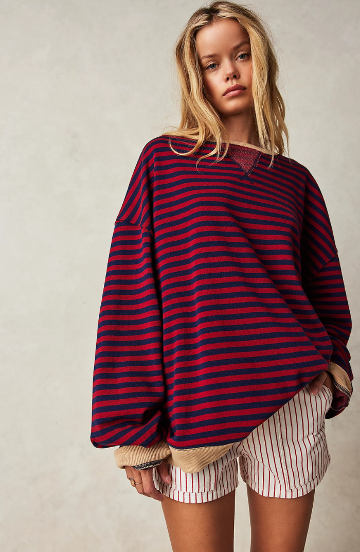 Oversized Sweater - Gestreept oversized shirt met lange mouwen voor dames-Hallo Susanne