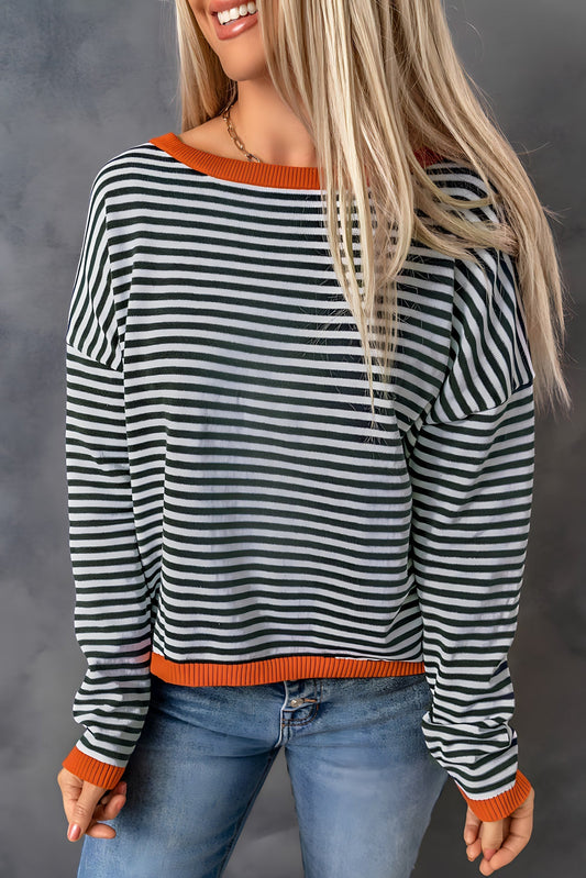Oversized Trui - Lange Mouwen - Losjes Fit - Gestreepte Trui - Dameskleding-Hallo Susanne