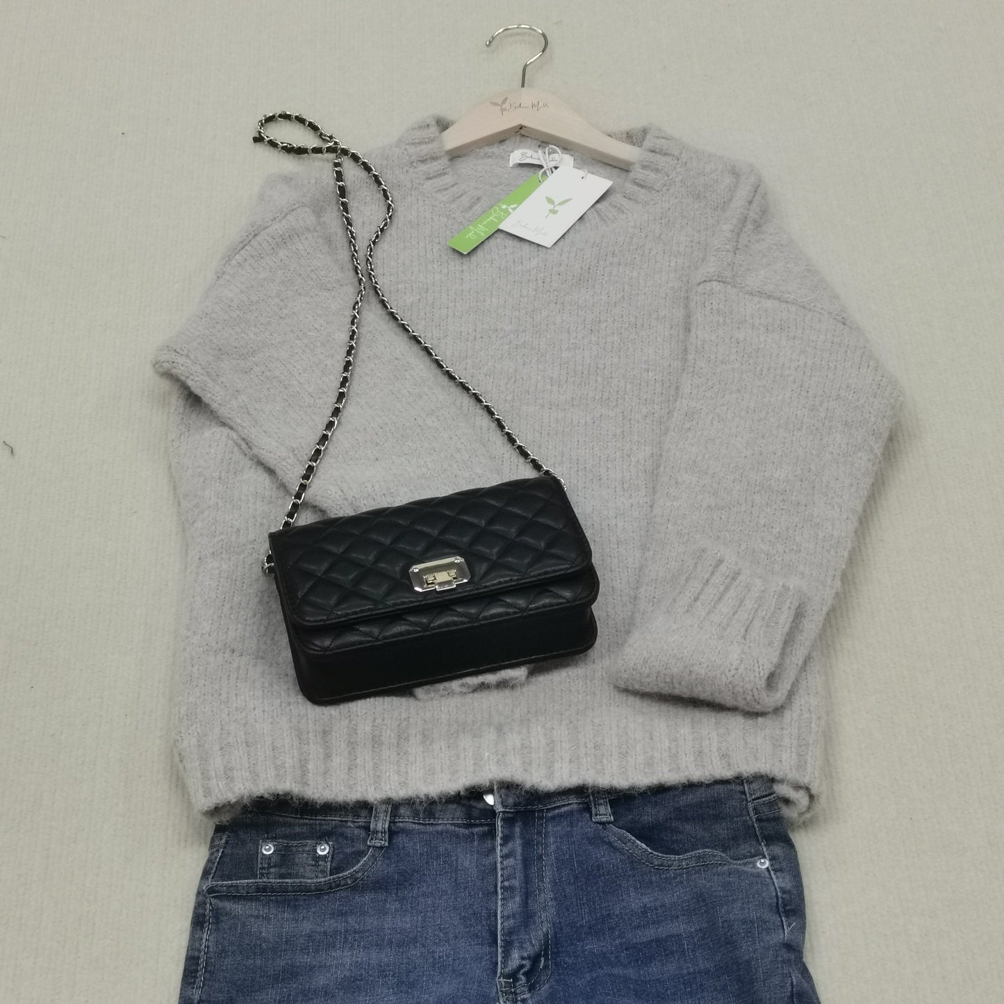 Oversized Trui - Lichtgrijze Loose Fit Grofgebreide Trui voor dames-Hallo Susanne