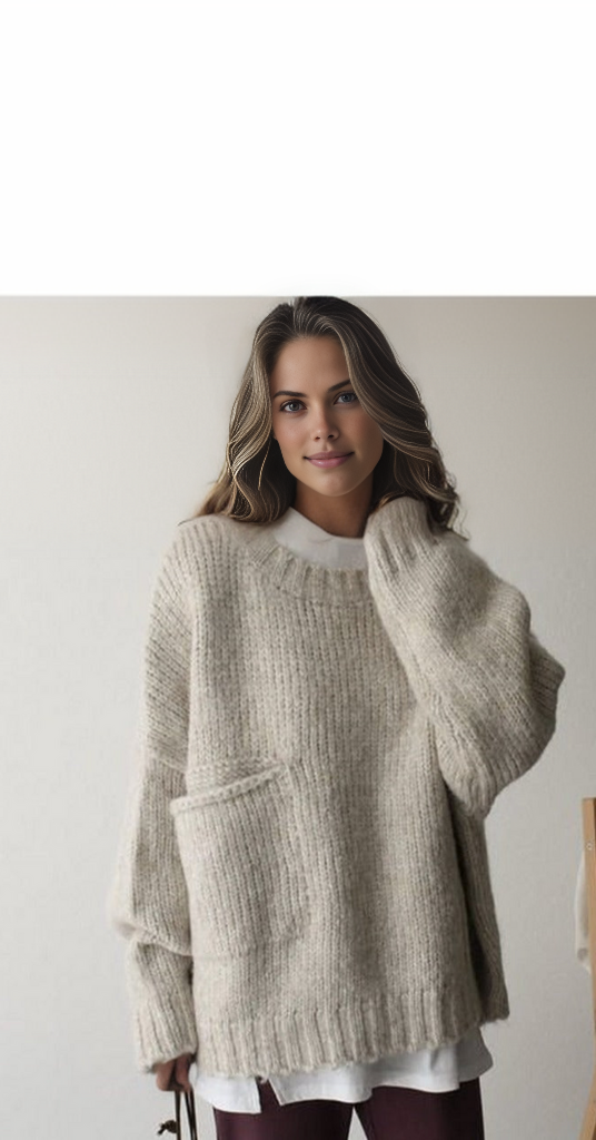 Oversized Trui - Lichtgrijze Loose Fit Grofgebreide Trui voor dames-Hallo Susanne