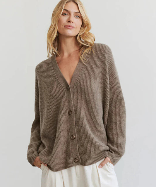 Oversized Vest - Damesvest met knoopsluiting en V-hals gebreid kasjmier-Hallo Susanne