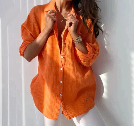 Oversized blouse - Lichtgewicht - Lange mouwen - Blouse met knopen - Dameskleding-Hallo Susanne