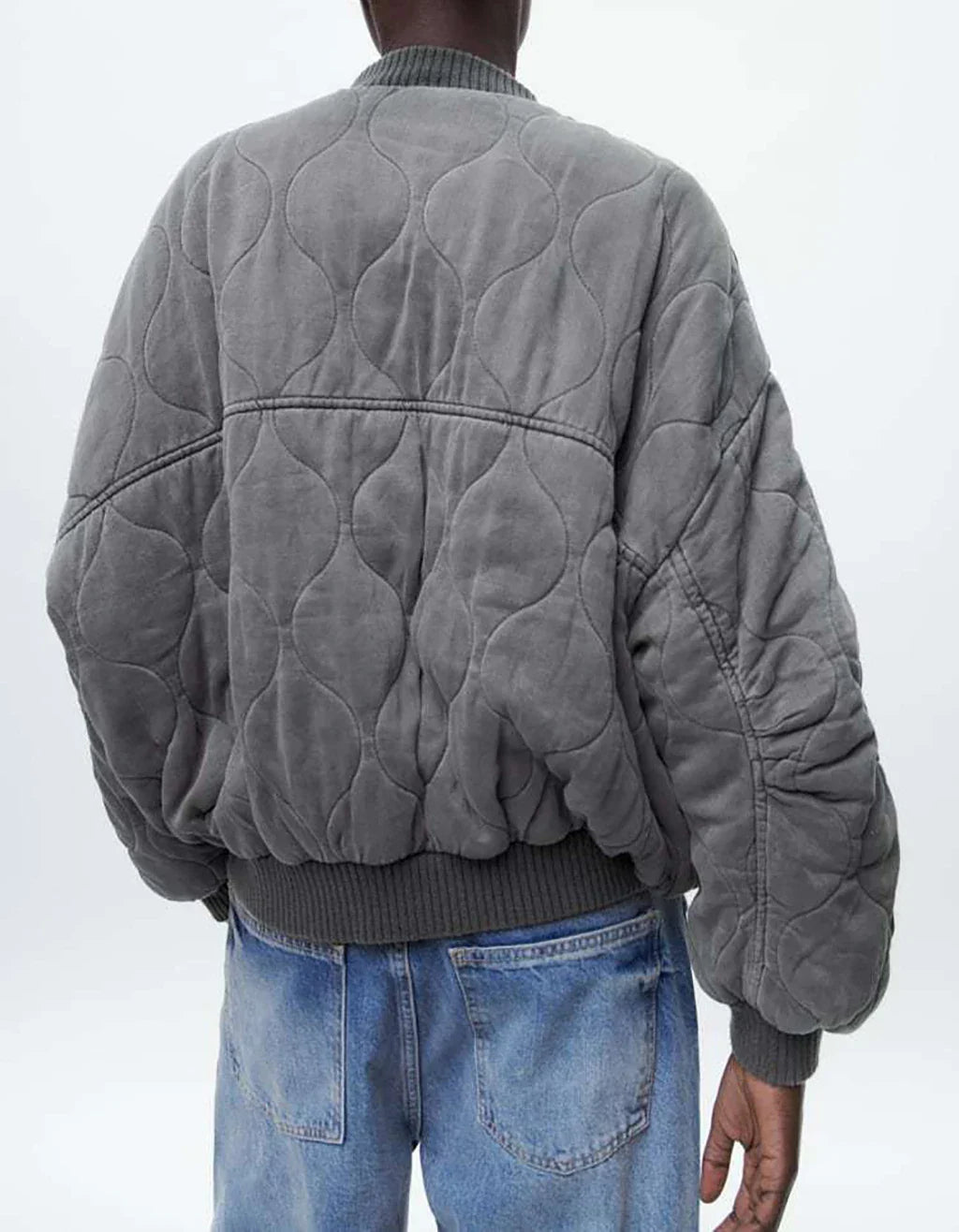 Oversized jas - Grijs - Gewatteerd - Bomberjack - Damesjas-Hallo Susanne
