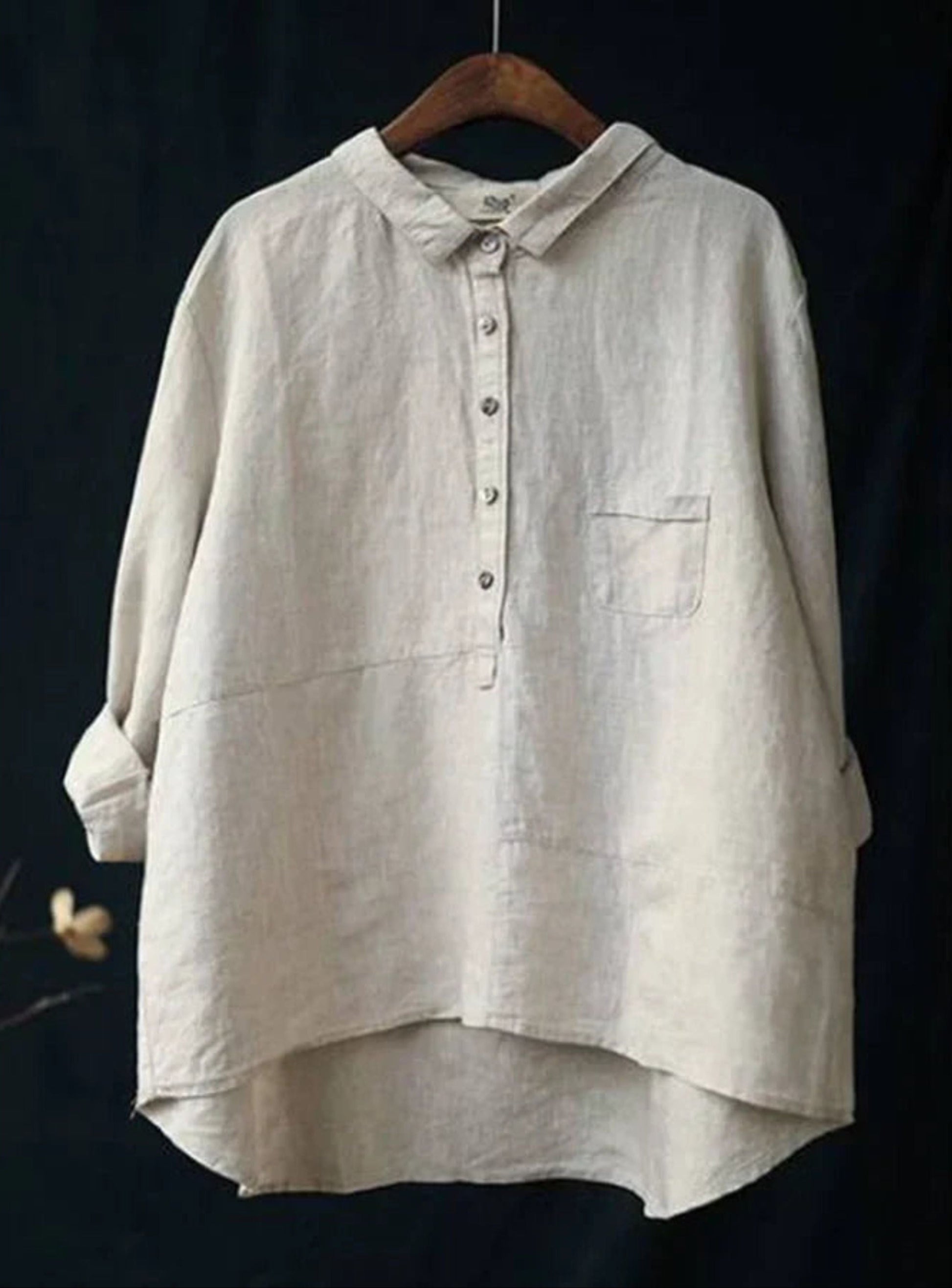 Oversized shirt - Lange mouwen - Halve knoopsluiting - Oversized blouse - Damesoverhemd-Hallo Susanne