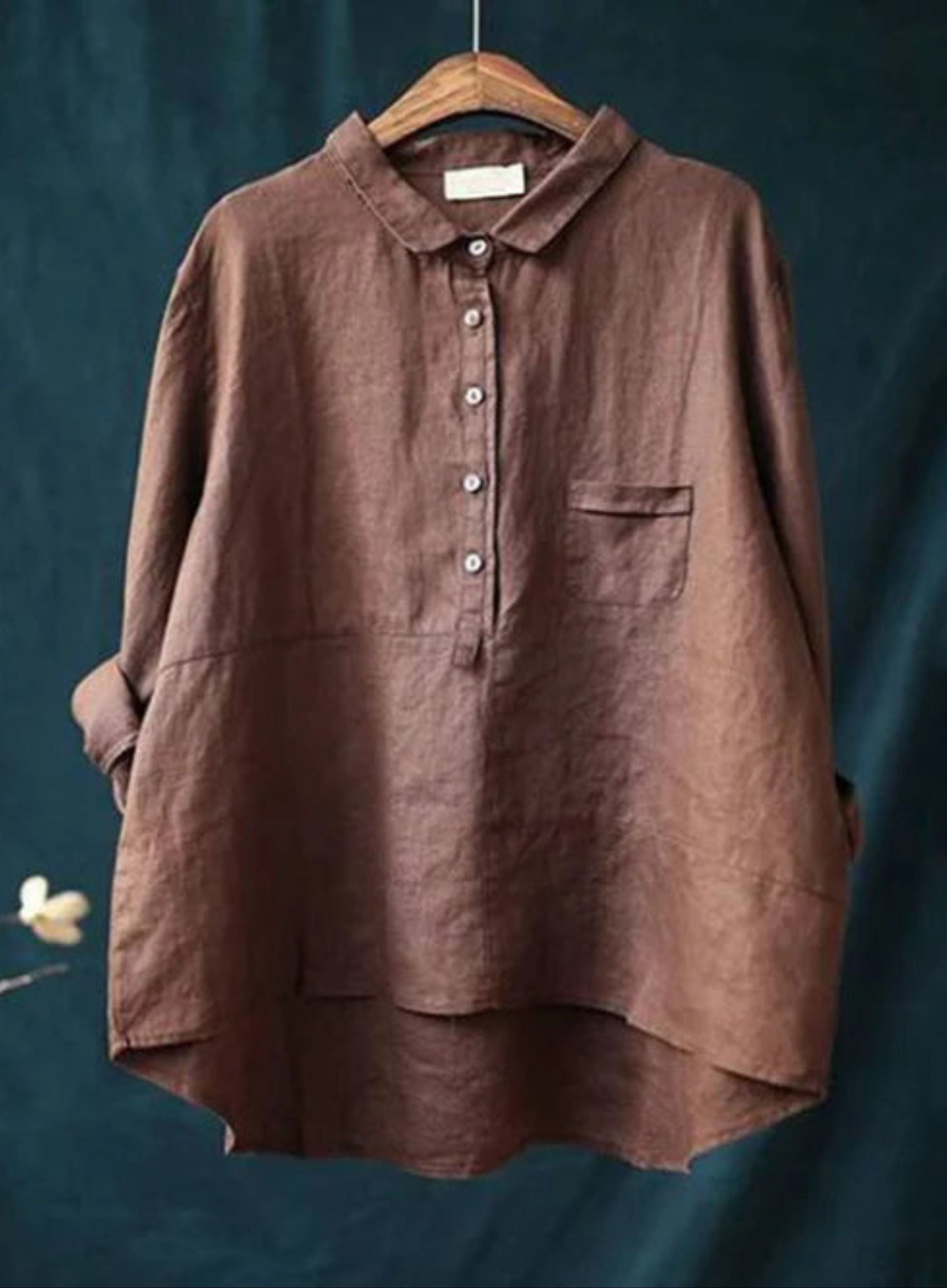 Oversized shirt - Lange mouwen - Halve knoopsluiting - Oversized blouse - Damesoverhemd-Hallo Susanne