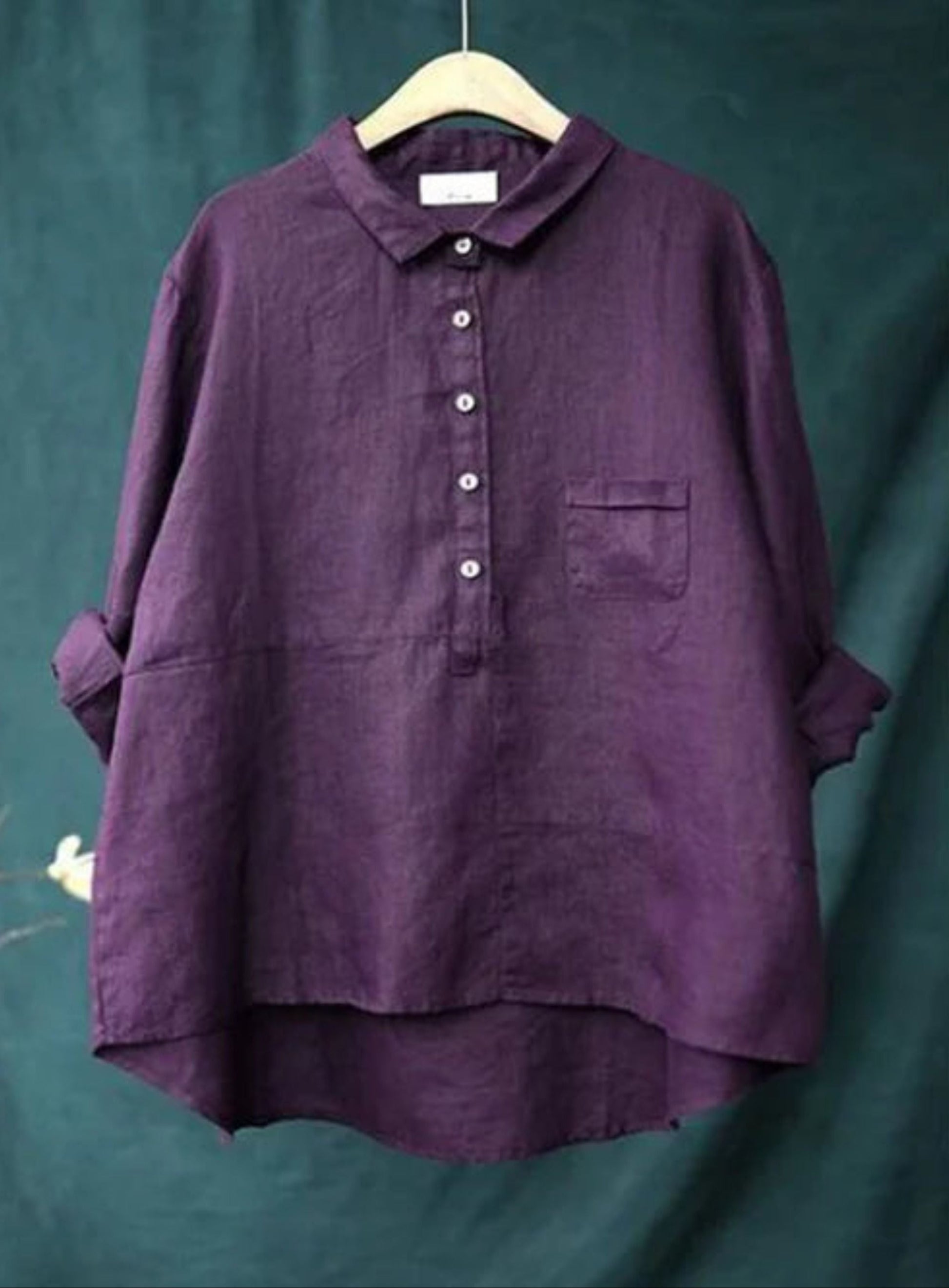 Oversized shirt - Lange mouwen - Halve knoopsluiting - Oversized blouse - Damesoverhemd-Hallo Susanne