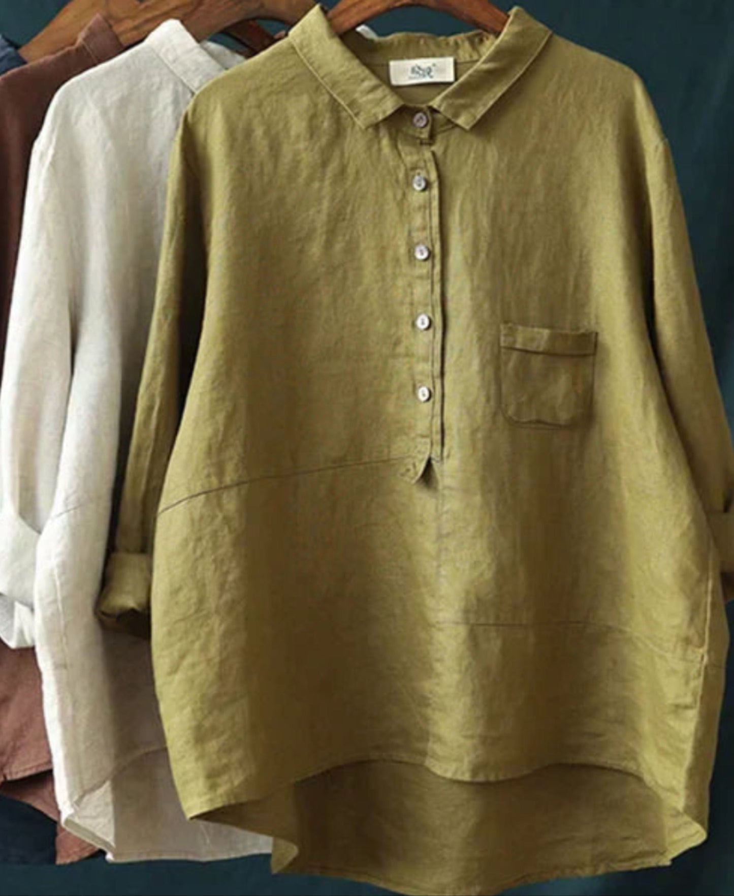 Oversized shirt - Lange mouwen - Halve knoopsluiting - Oversized blouse - Damesoverhemd-Hallo Susanne