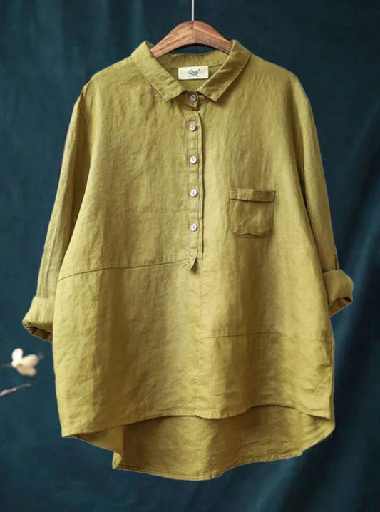 Oversized shirt - Lange mouwen - Halve knoopsluiting - Oversized blouse - Damesoverhemd-Hallo Susanne