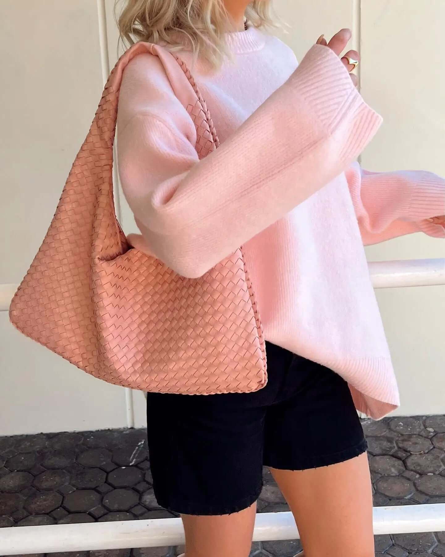Oversized trui - Roze - Ronde hals - Oversized pullover - Damesbreigoed-Hallo Susanne