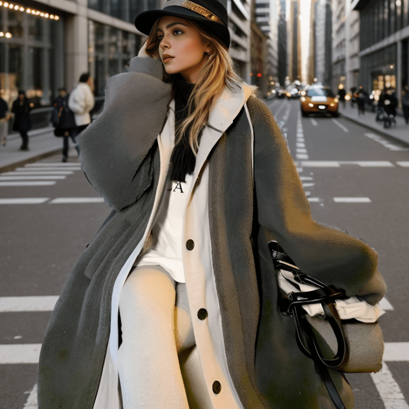 Oversizedmantel - Met capuchon - Lang - Sherpa jas - Winterjas voor dames-Hallo Susanne