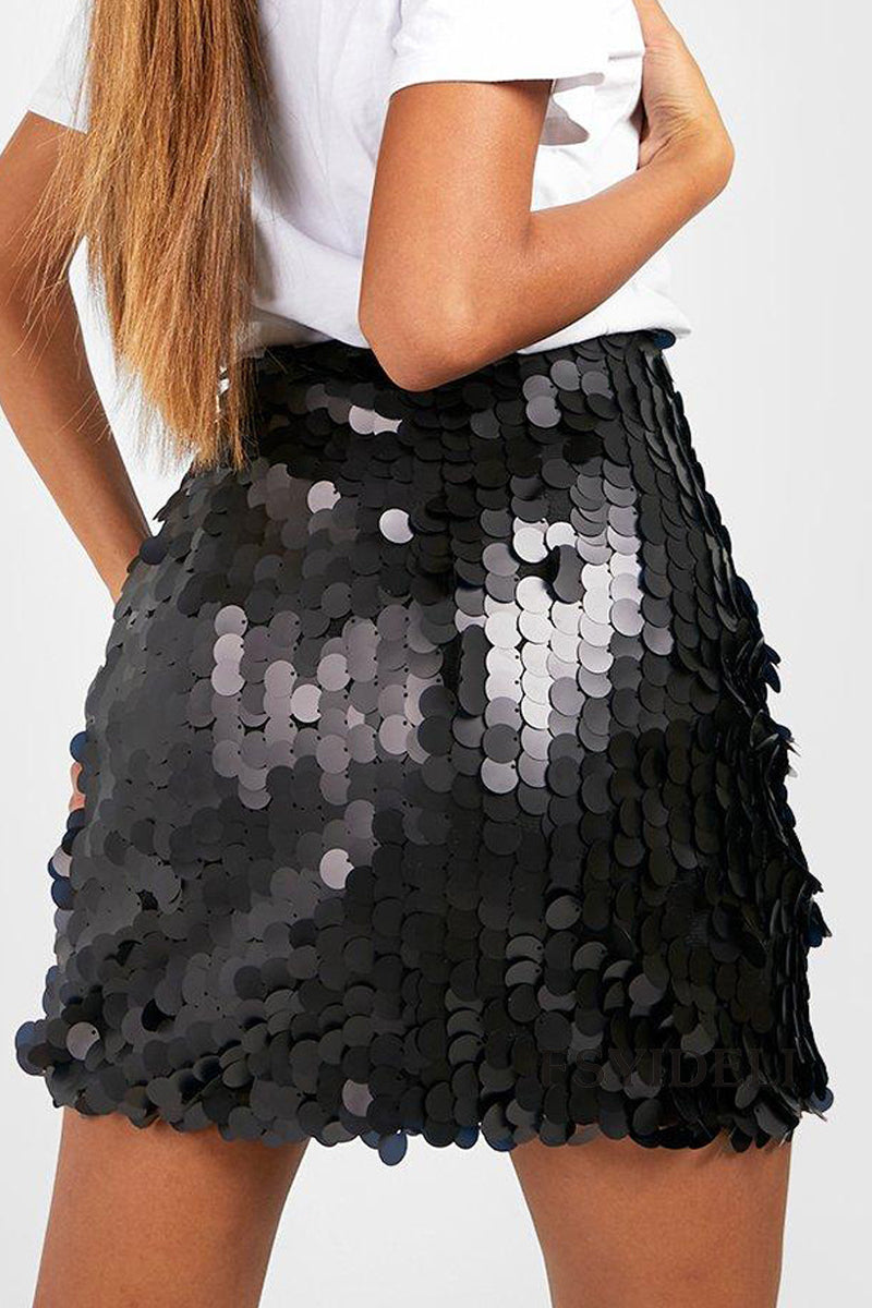 Paillettenrok - Fonkelende - Hoge Taille - Minirok - Feestrokje-Hallo Susanne