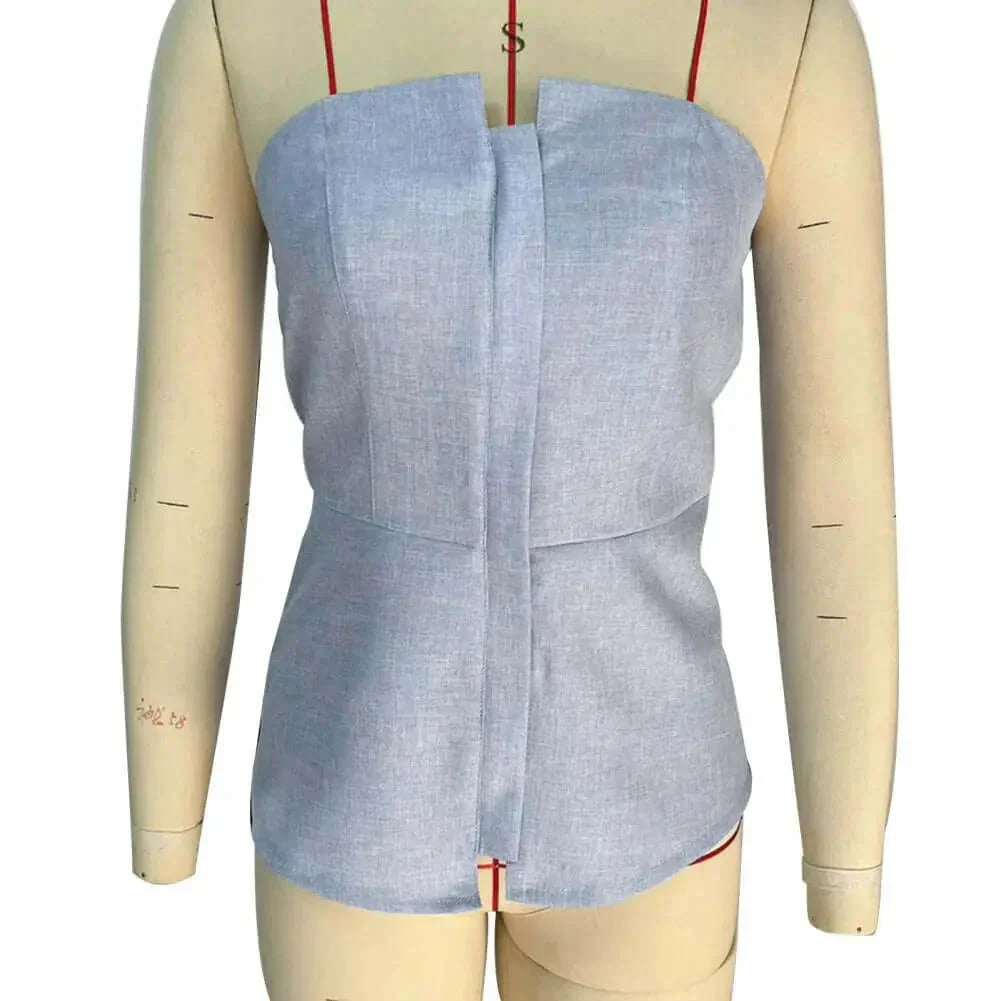 Peplum Top - Elegant - Gestructureerd - Strapless Top - Dames Top met Ritssluiting-Hallo Susanne