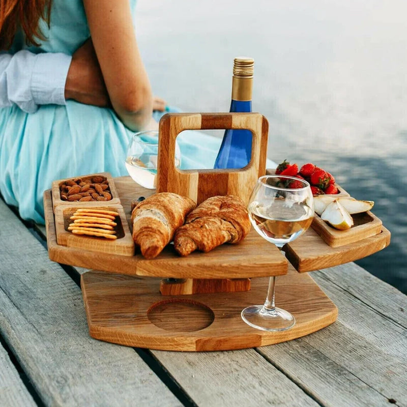 Picknicktafel | Wijnglashouder | Klein | Draagbare Tafel | Picknick Sets-Hallo Susanne