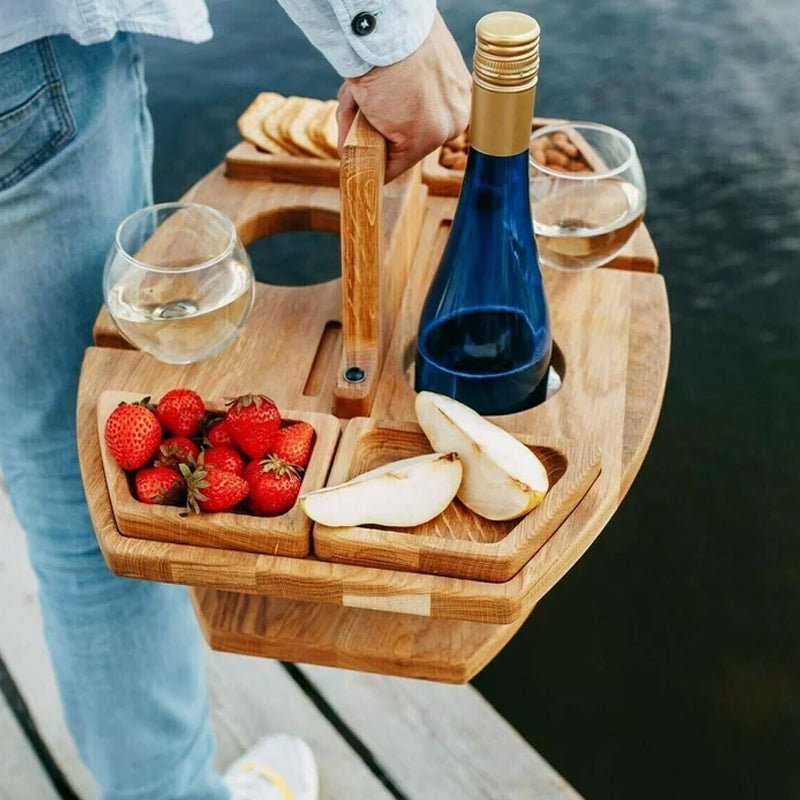 Picknicktafel | Wijnglashouder | Klein | Draagbare Tafel | Picknick Sets-Hallo Susanne