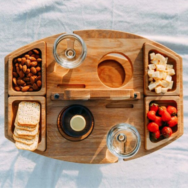 Picknicktafel | Wijnglashouder | Klein | Draagbare Tafel | Picknick Sets-Hallo Susanne