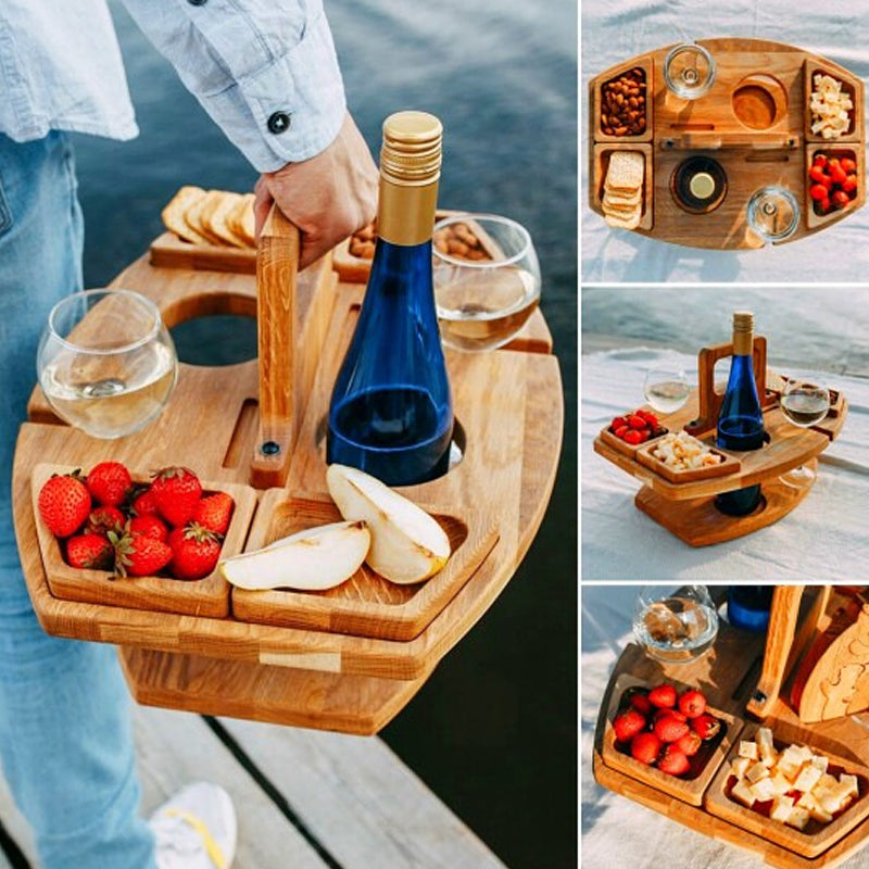 Picknicktafel | Wijnglashouder | Klein | Draagbare Tafel | Picknick Sets-Hallo Susanne