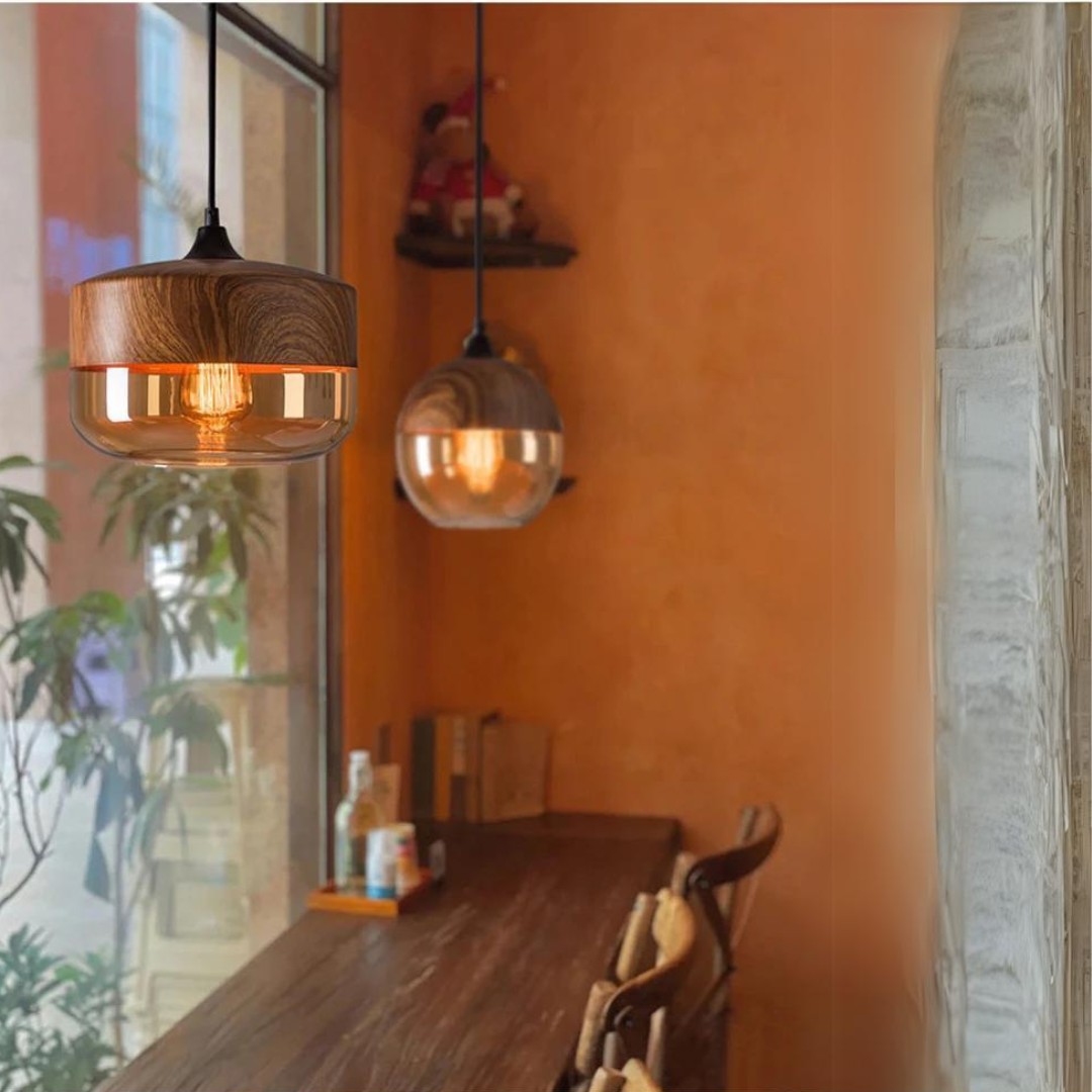 Plafondlamp | Glas | Hout | Hanglamp | Keukenlamp Plafond-Hallo Susanne