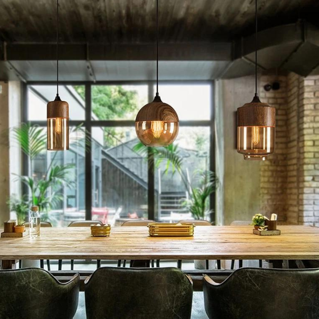 Plafondlamp | Glas | Hout | Hanglamp | Keukenlamp Plafond-Hallo Susanne