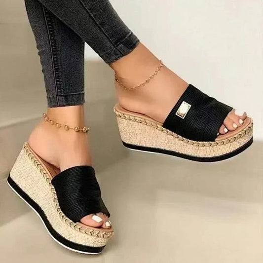 Platform Sandalen | Stro | Instappers | Platform slippers | Damessandalen-Hallo Susanne