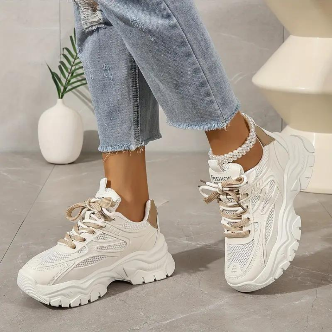 Platform Sneakers - Veterschoenen - Orthopedisch - Witte Sneakers - Damessneakers-Hallo Susanne