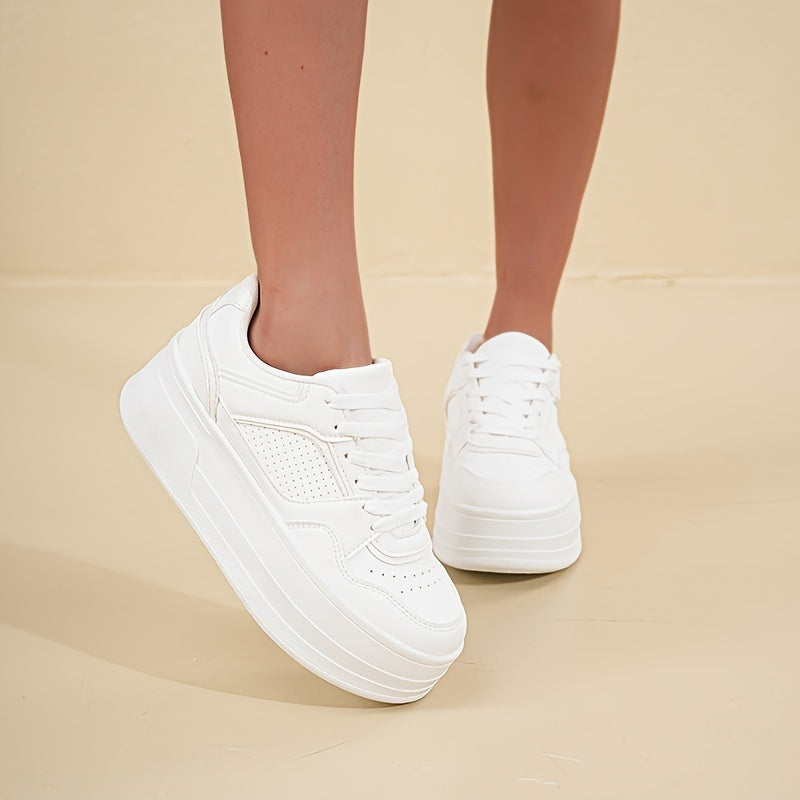 Platform Sneakers - Vetersluiting - Plateau - Witte sneakers - Dames sneakers-Hallo Susanne