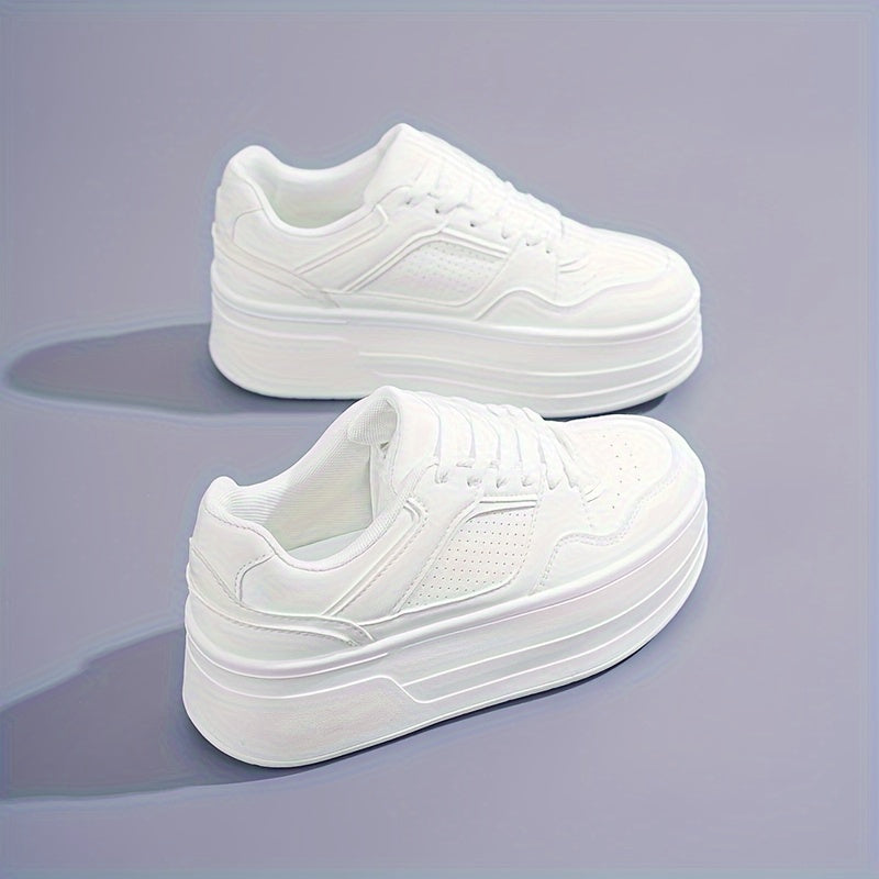 Platform Sneakers - Vetersluiting - Plateau - Witte sneakers - Dames sneakers-Hallo Susanne