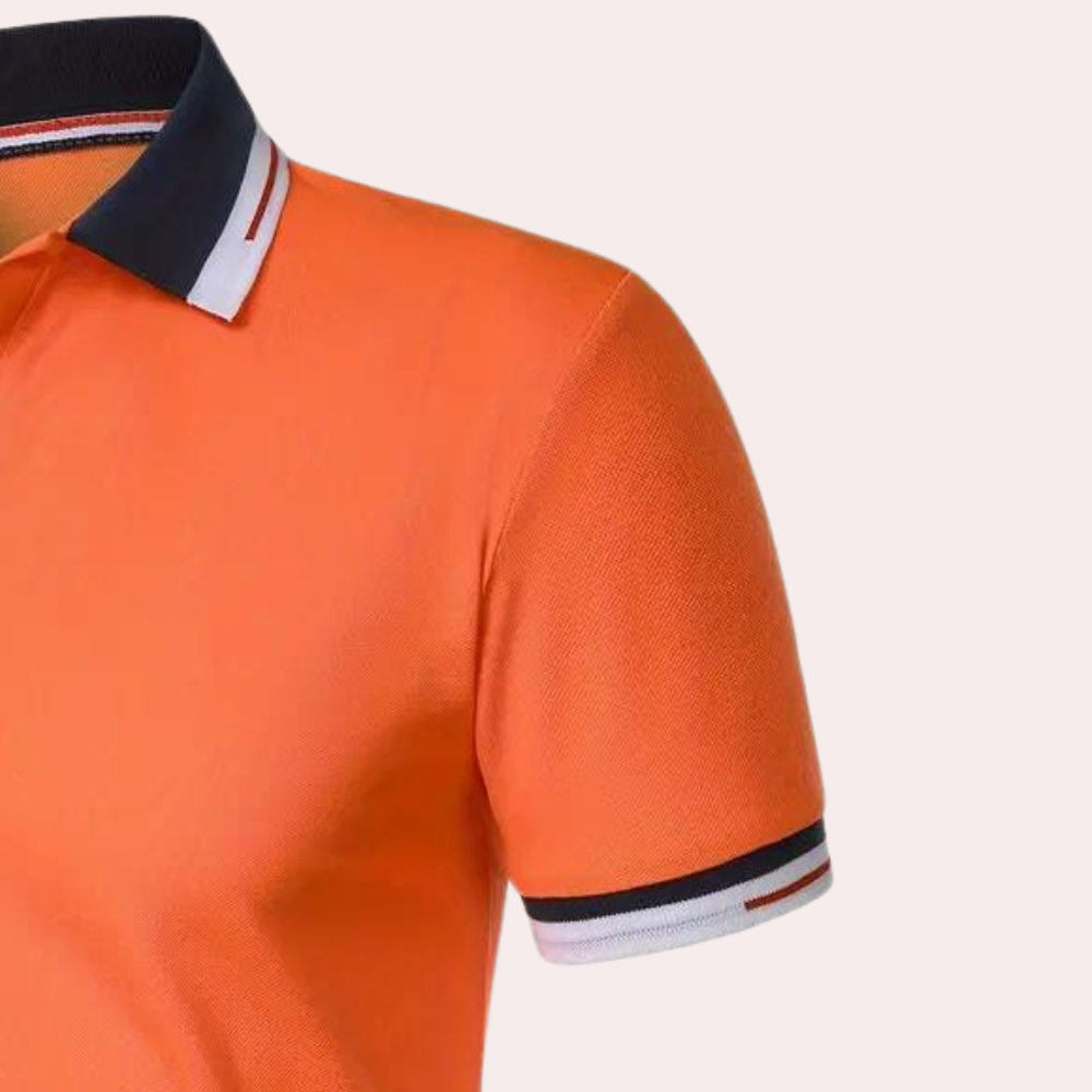 Polo T-Shirt - Herenkraag Oranje Poloshirt met Korte Mouw-Hallo Susanne
