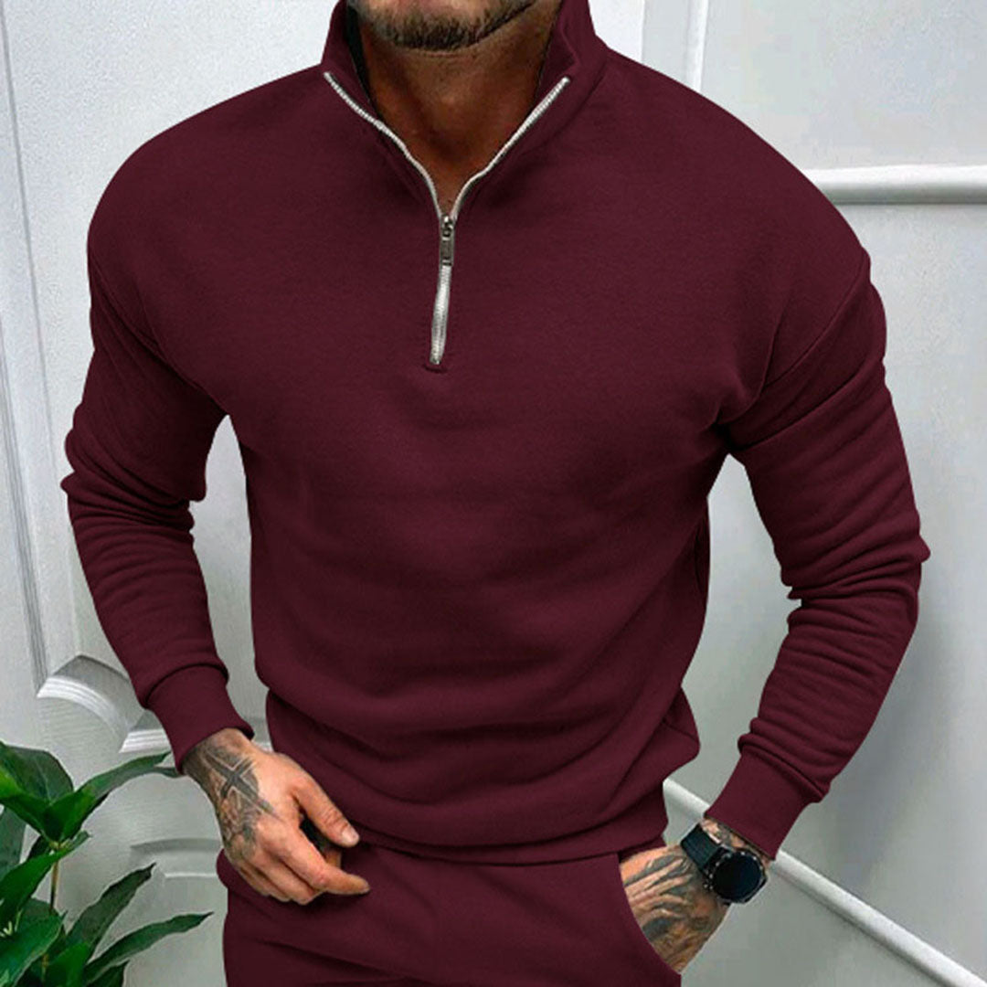 Polo Trui | Casual | Lange Mouw | Sweater met Halve Ritssluiting | Sweater met Kwart Ritssluiting voor Mannen-Hallo Susanne