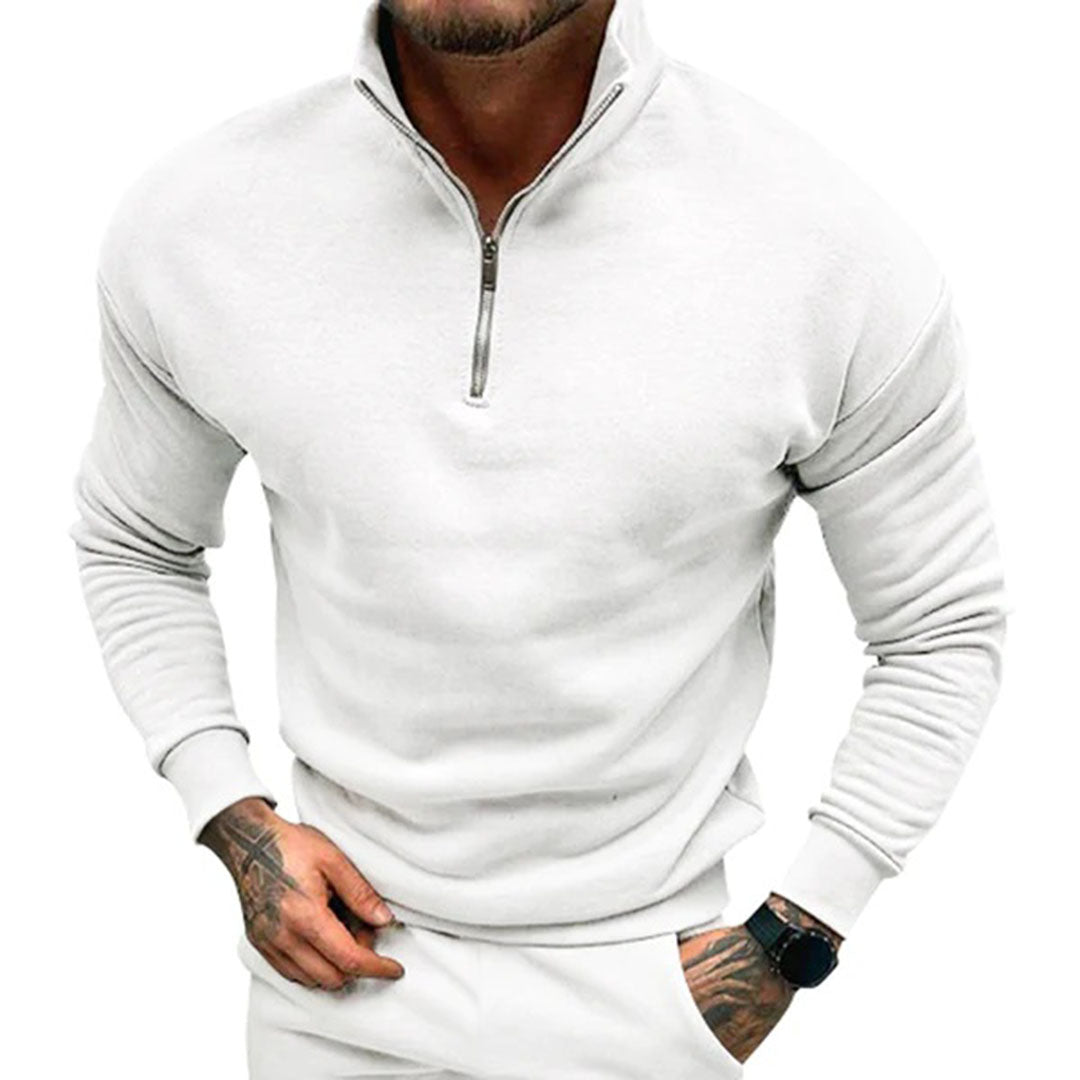Polo Trui | Casual | Lange Mouw | Sweater met Halve Ritssluiting | Sweater met Kwart Ritssluiting voor Mannen-Hallo Susanne