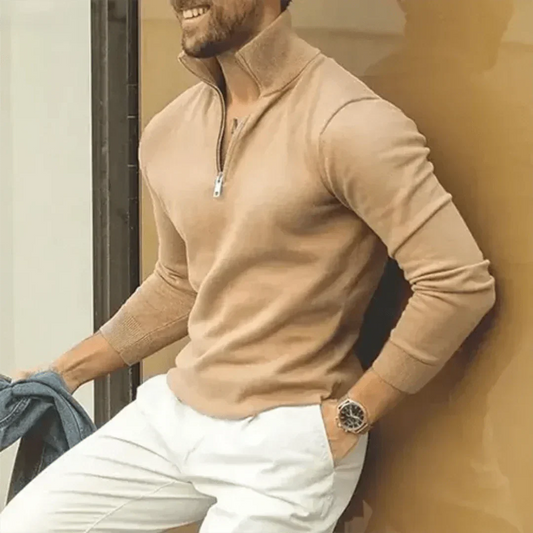 Polo Trui | Trui met lange mouwen | Trui met kwart rits | Sweater met kwart rits voor heren-Hallo Susanne