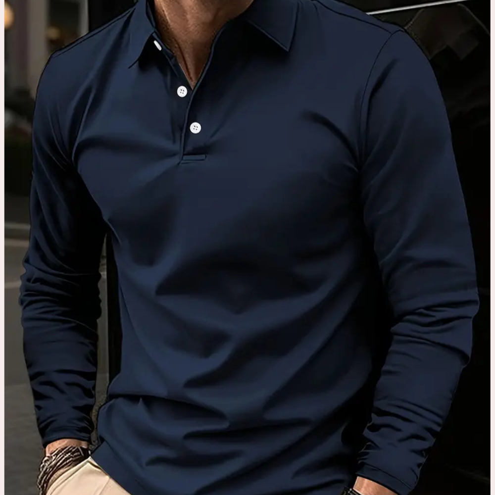Poloshirt - Kwart knoopsluiting - Kraag - Polo met lange mouwen - Herenkleding-Hallo Susanne