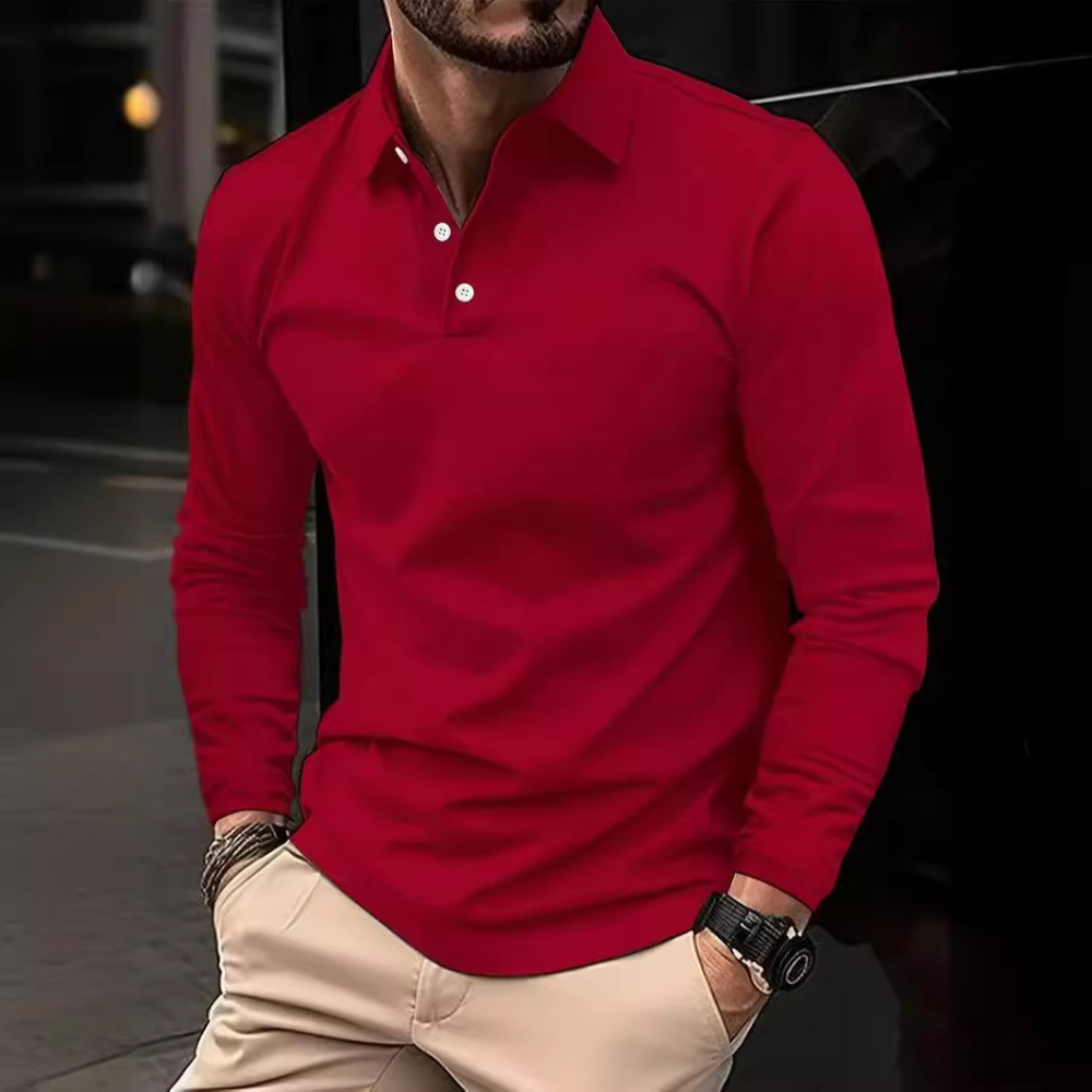 Poloshirt - Kwart knoopsluiting - Kraag - Polo met lange mouwen - Herenkleding-Hallo Susanne