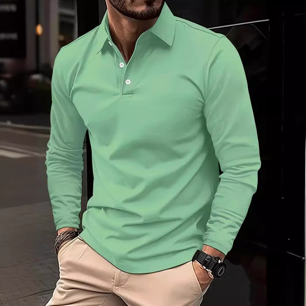 Poloshirt - Kwart knoopsluiting - Kraag - Polo met lange mouwen - Herenkleding-Hallo Susanne