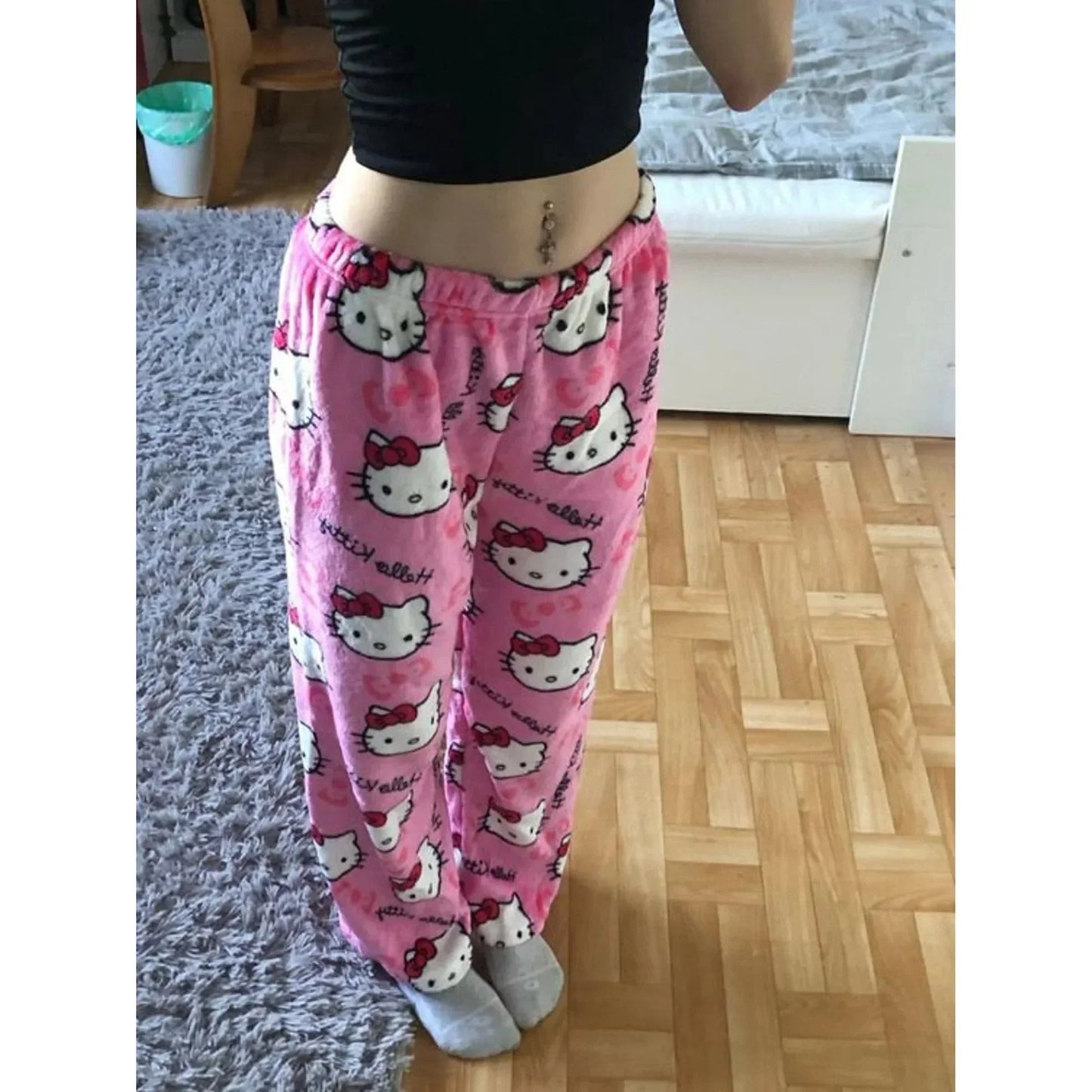 Pyjamabroek - Comfy - Kattenprint - Fluffy PJ Broek - Fleece Pyjamabroek-Hallo Susanne