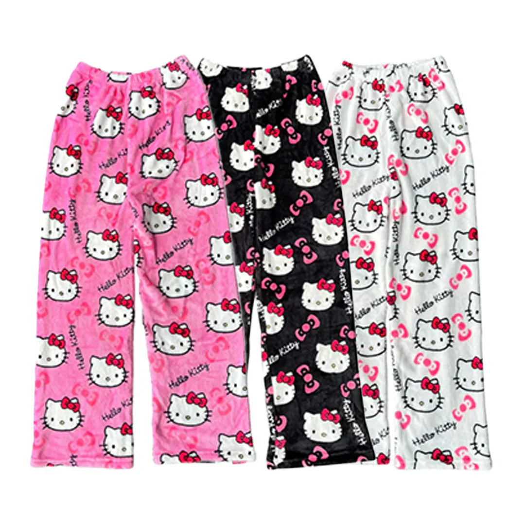 Pyjamabroek - Comfy - Kattenprint - Fluffy PJ Broek - Fleece Pyjamabroek-Hallo Susanne