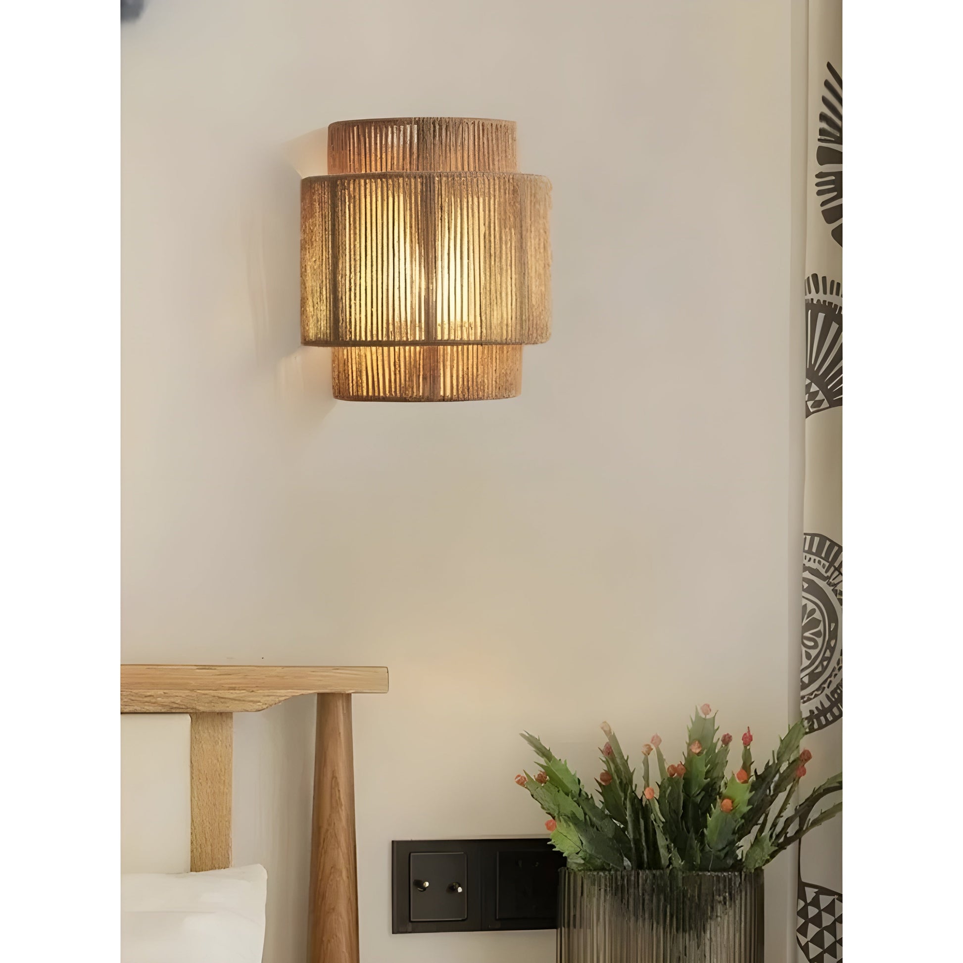 Rotan Lamp - LED Beige Rieten Rotan Wandlamp-Hallo Susanne