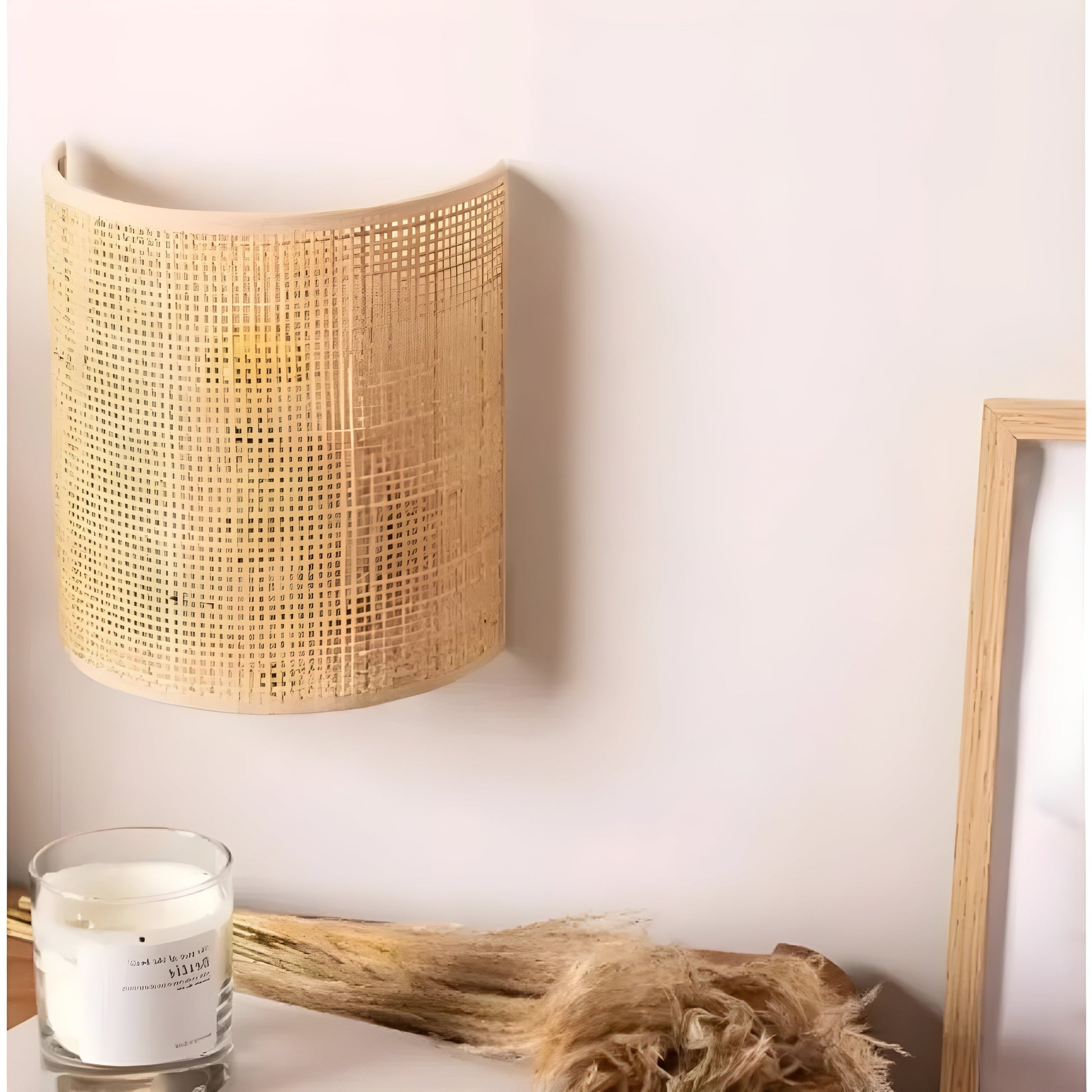 Rotan Lamp - LED Beige Rieten Rotan Wandlamp-Hallo Susanne