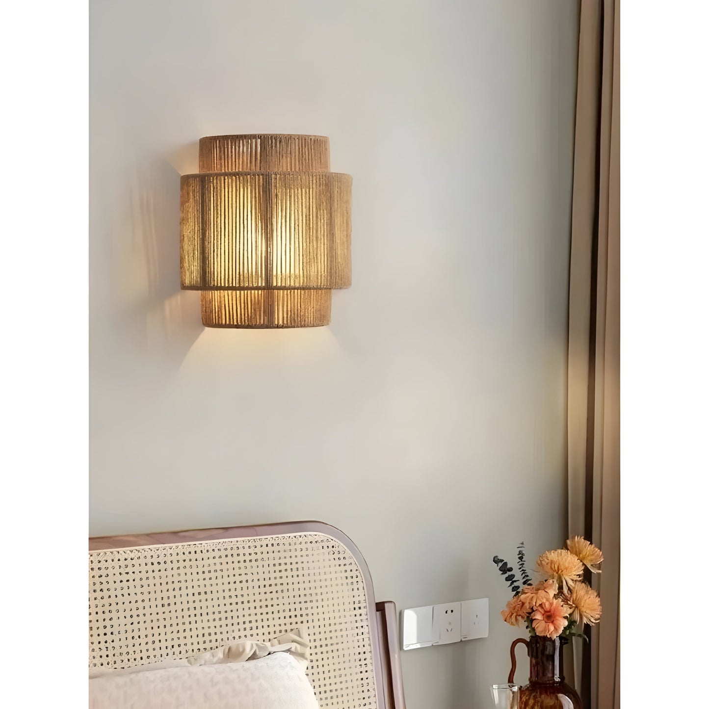Rotan Lamp - LED Beige Rieten Rotan Wandlamp-Hallo Susanne