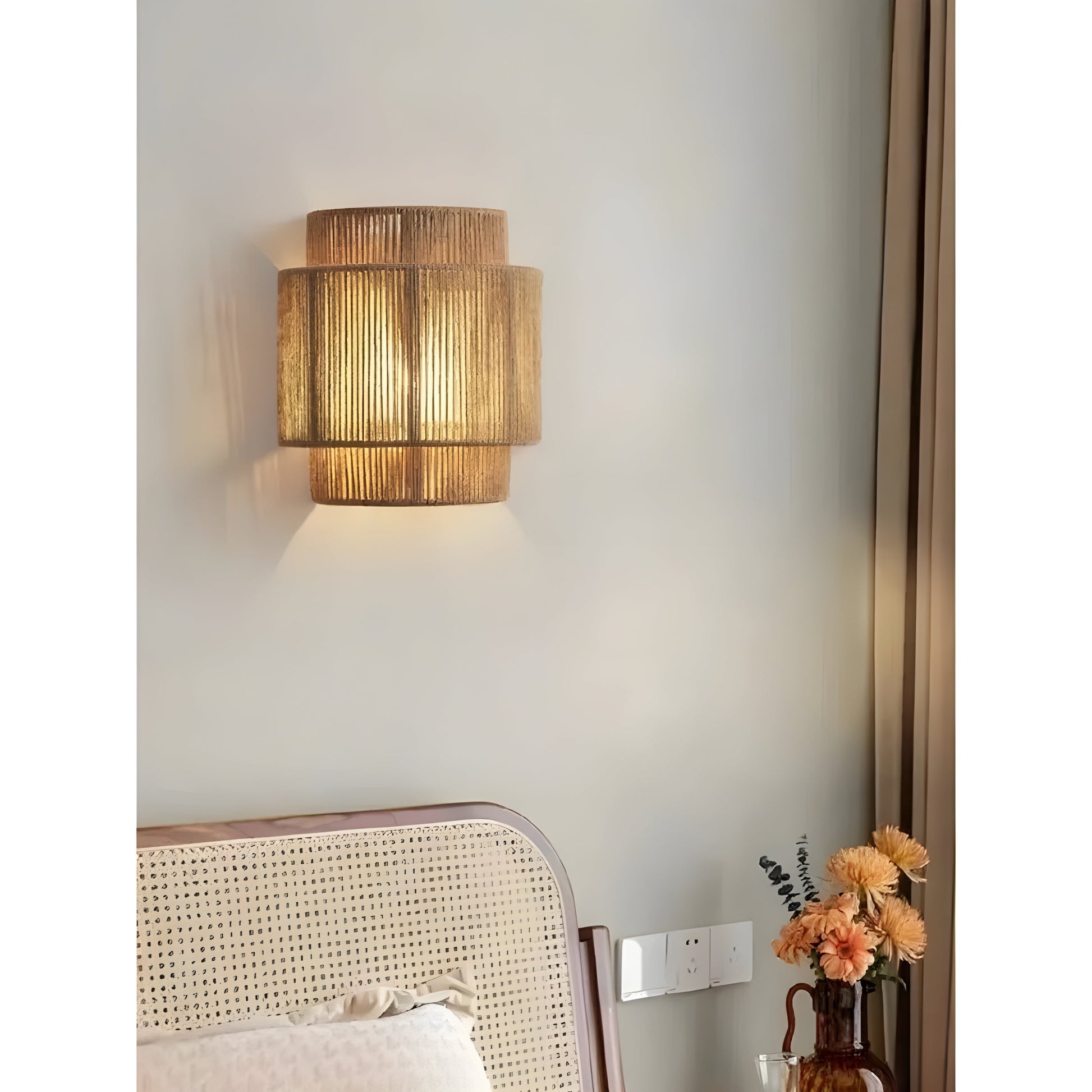 Rotan Lamp - LED Beige Rieten Rotan Wandlamp-Hallo Susanne
