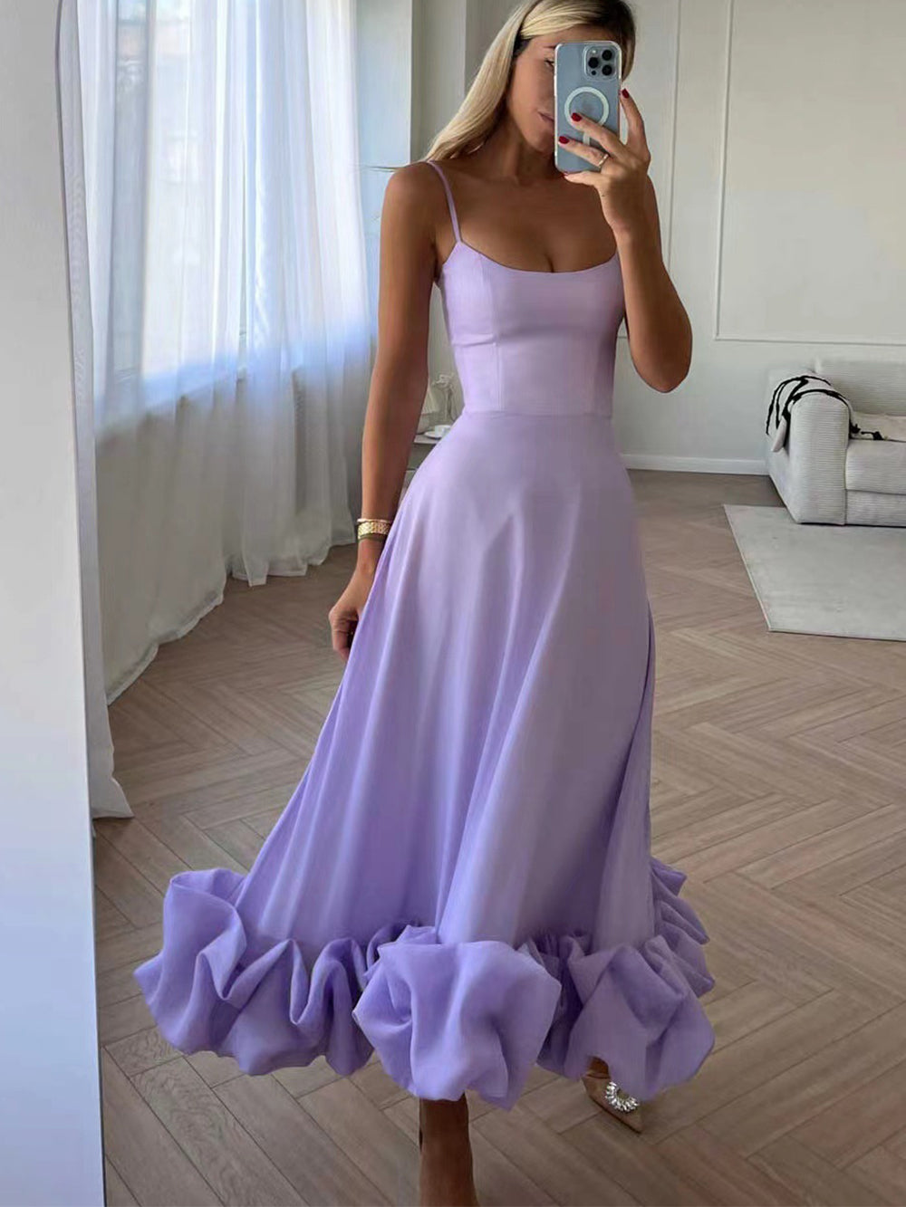 Ruches jurk - Elegante midi-corset cocktailjurk voor dames-Hallo Susanne