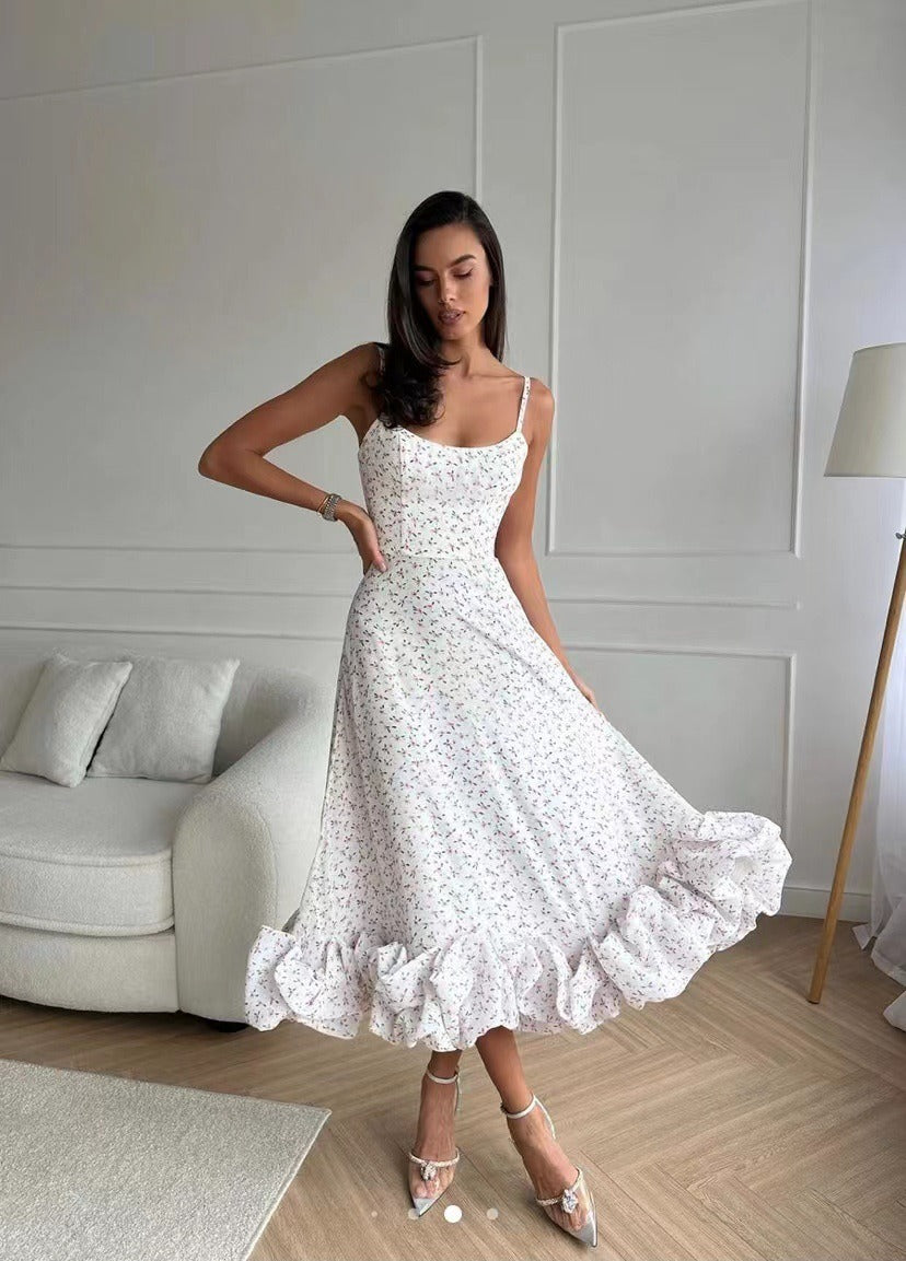 Ruches jurk - Elegante midi-corset cocktailjurk voor dames-Hallo Susanne